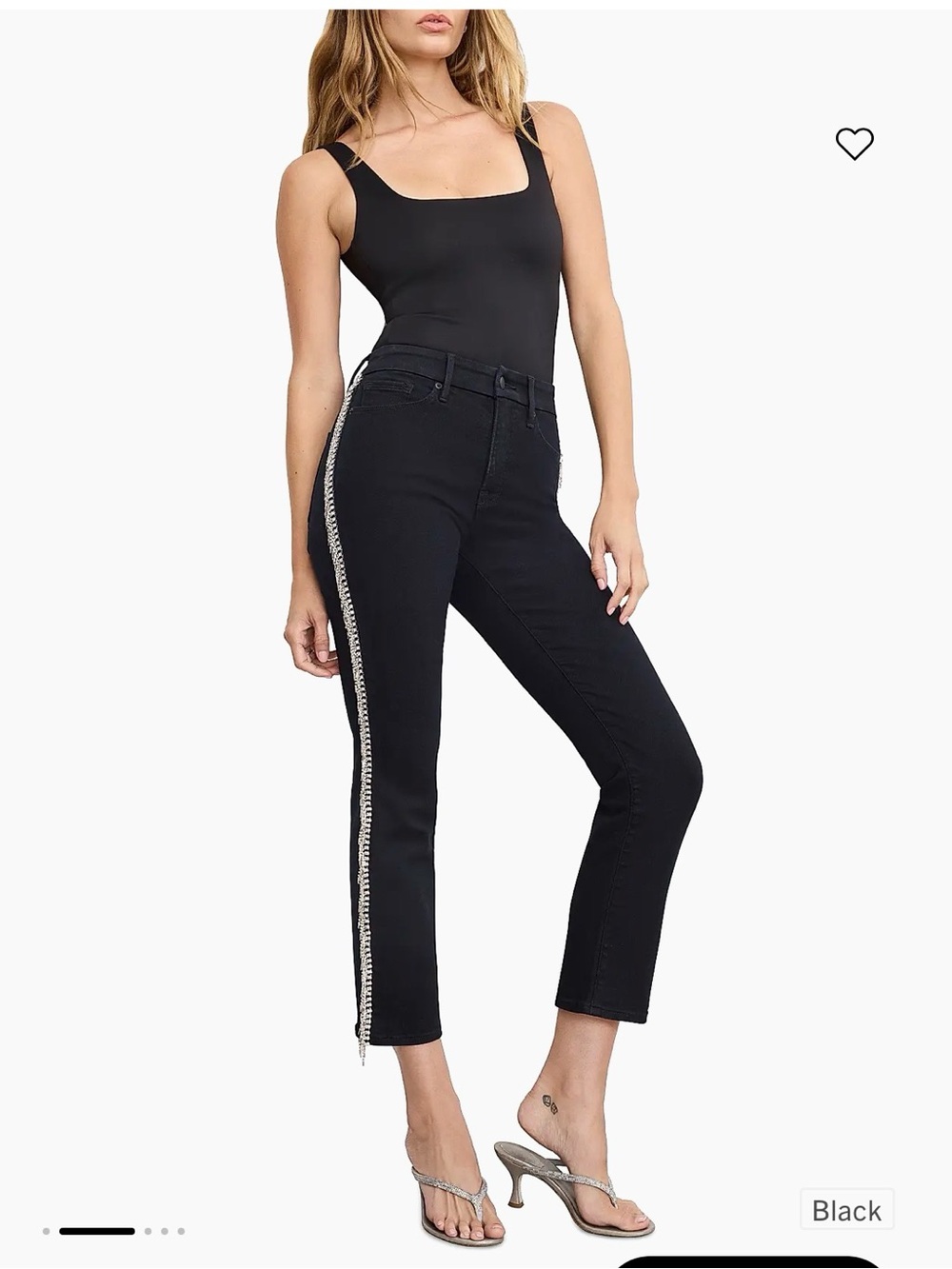 NWT Women’s Good American Good Legs Straight Diamond Jeans BLACK size 10 EU30